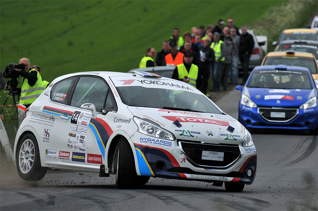 Kim Madsen/Line Lykke Jensen skal have den første DM-start på Sjælland med deres Peugeot 208 R2
(Foto: rallypics.dk)